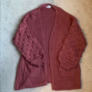 Pink Bubble Sleeve Cardigan